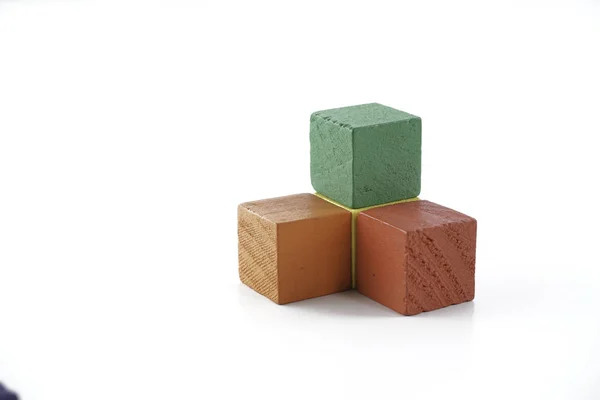 Colorful Wooden Cube Blocks White Background — Stock Photo, Image