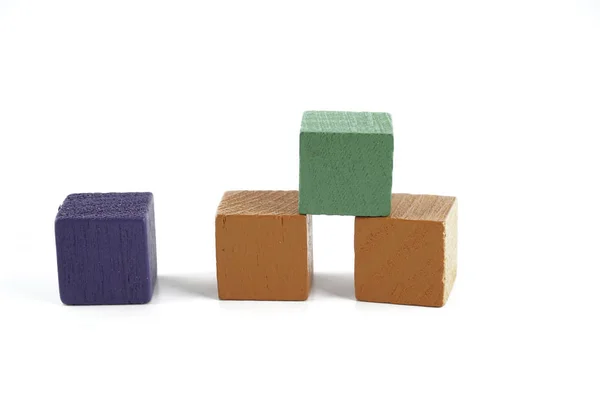 Colorful Wooden Cube Blocks White Background — Stock Photo, Image