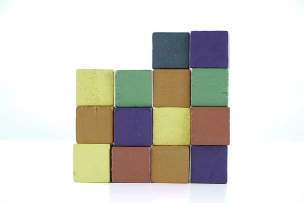 Bloques Cubo Madera Colores Sobre Fondo Blanco —  Fotos de Stock