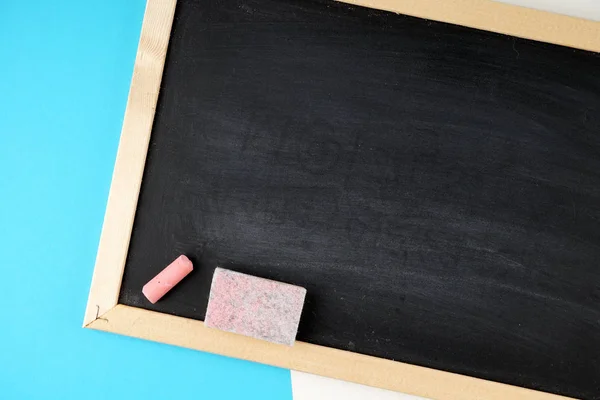 empty space on black board for education and chalk, copy space