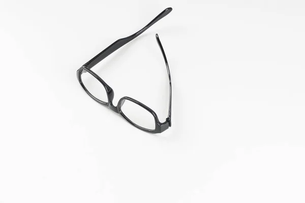 Gafas Vista Montura Negra Sobre Superficie Blanca —  Fotos de Stock