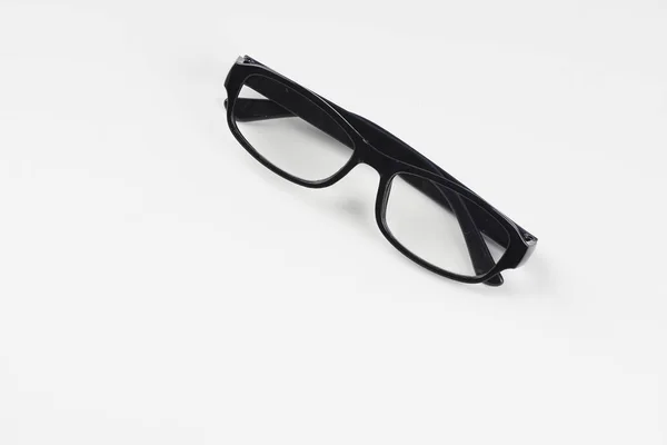 Lunettes Vue Monture Noire Sur Surface Blanche — Photo