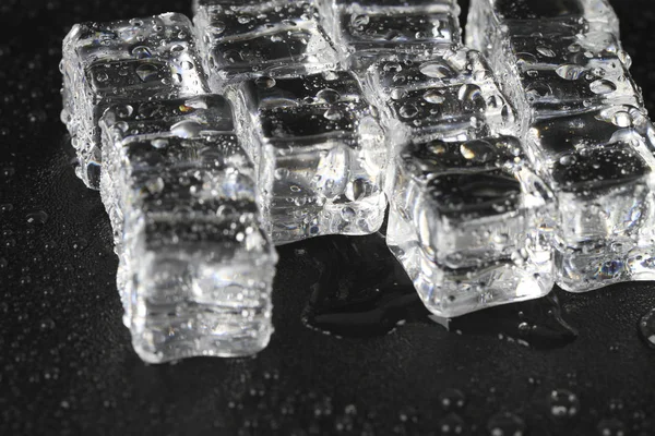 Transparent Ice Cubes Black Background — Stock Photo, Image