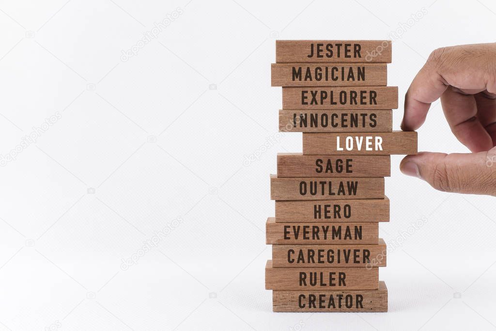 studio show of wooden planks with words, person taking part lover