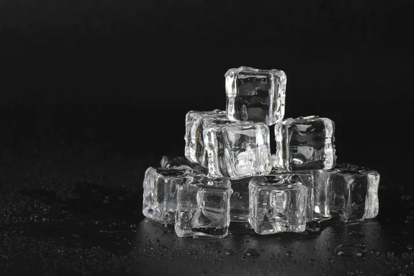 Transparent Ice Cubes Black Background — Stock Photo, Image