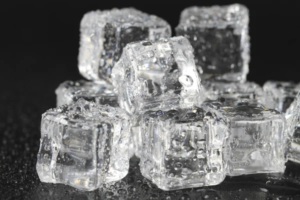 Transparent Ice Cubes Black Background — Stock Photo, Image