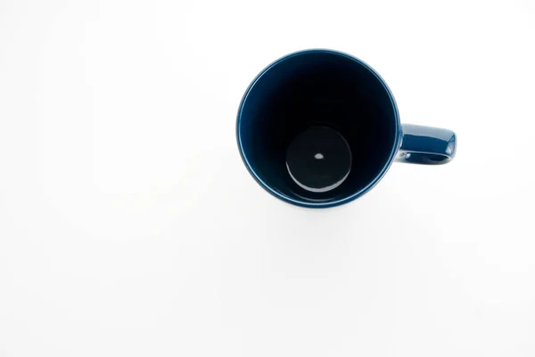 Una Taza Taza Azul Sobre Fondo Blanco — Foto de Stock