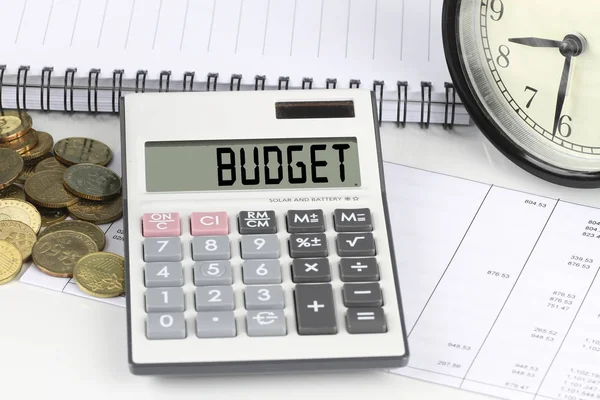 Business Financial Money Coins Budget Calculator — Stock Photo, Image