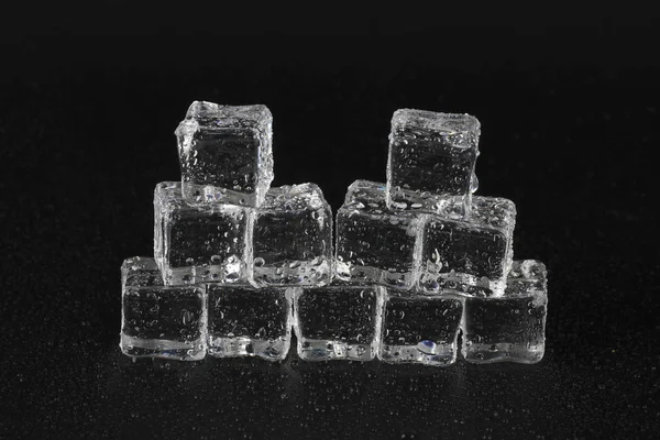 Transparent Ice Cubes Black Background — Stock Photo, Image