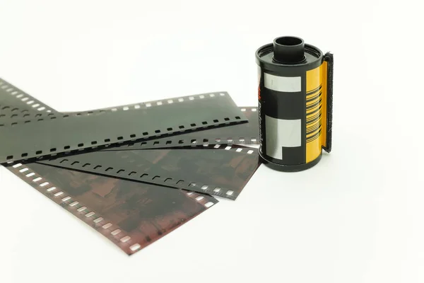 Film Roll Negatieven Witte Achtergrond — Stockfoto