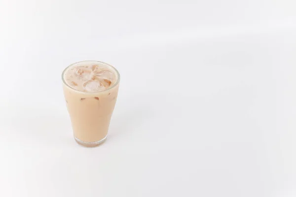 iced coffee with milk in glass isolated on white background