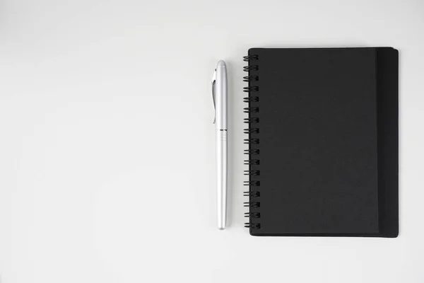 Black Cover Paper Textbook Diary Pen — Stock Photo, Image