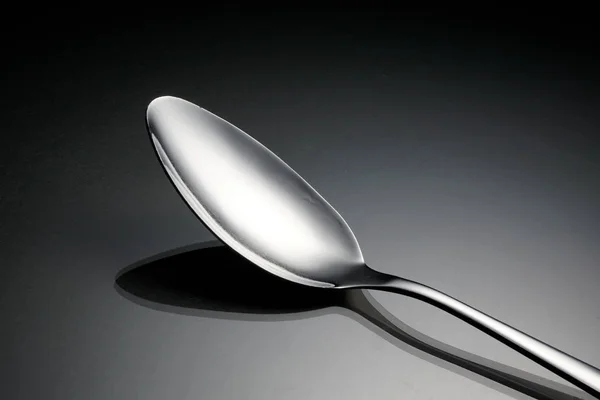 Silver Spoon Grey Surface — Stock Photo, Image