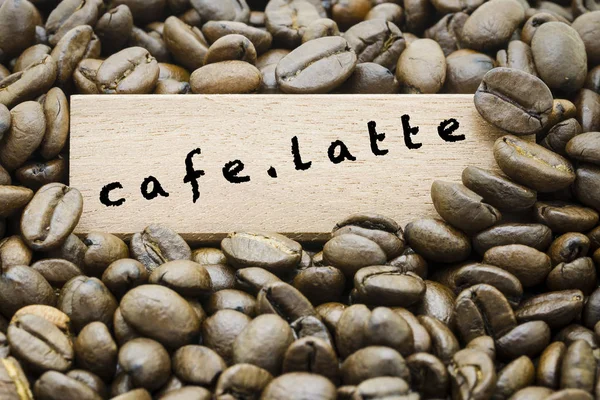 full frame of coffee beans, cafe latte