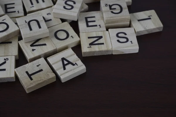 Word Blocks Wooden Table Closeup — Stock Photo, Image