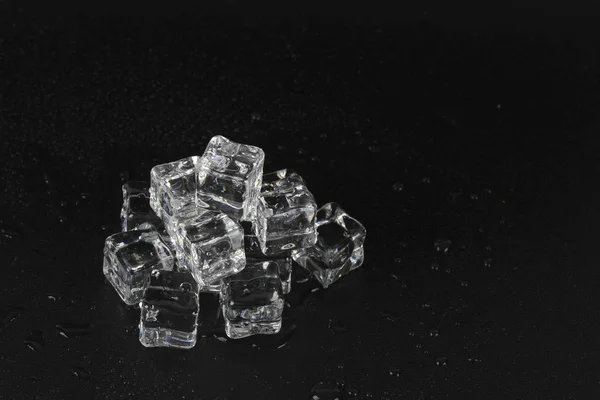 Transparent Ice Cubes Black Background — Stock Photo, Image