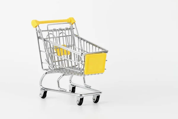 Metalen Trolley Winkelwagen Wielen Geïsoleerd Studio — Stockfoto