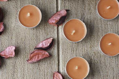 küçük yuvarlak mumlar, Tealight Mumlar, üst görünümü 