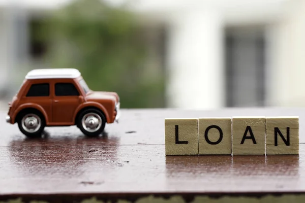 Loan Cubes Table Red Small Car Toy — Stock Photo, Image