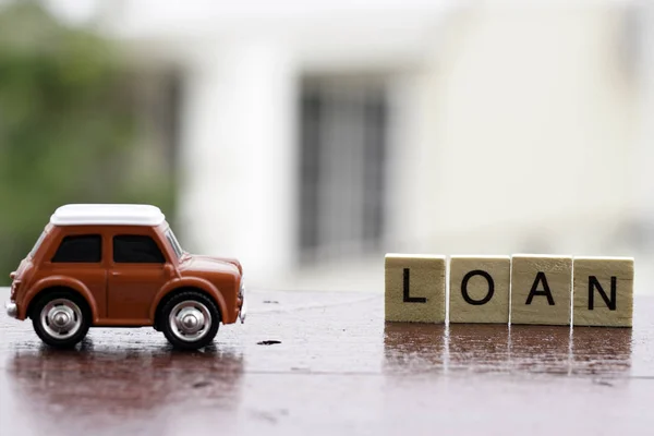 Small Wooden Cubes Table Red Small Car Toy — Stock Photo, Image