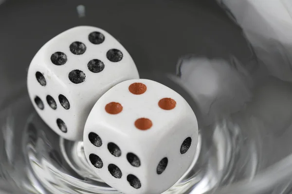 Two Casino Dice Cubes Glass — Stock Photo, Image