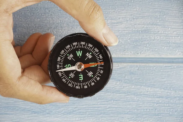 Person Hand Holding Travel Navigation Compass — Stock Photo, Image