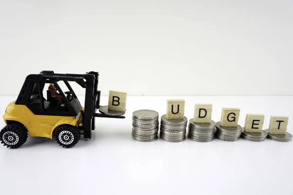 Studio Shot Coins Toy Car Money Budget Concept — Stock Photo, Image