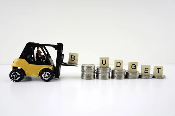 Studio Shot Coins Toy Car Money Budget Concept — Stock Photo, Image