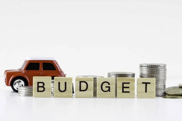 Toy Car Coins Money Budget Concept — Stock Photo, Image