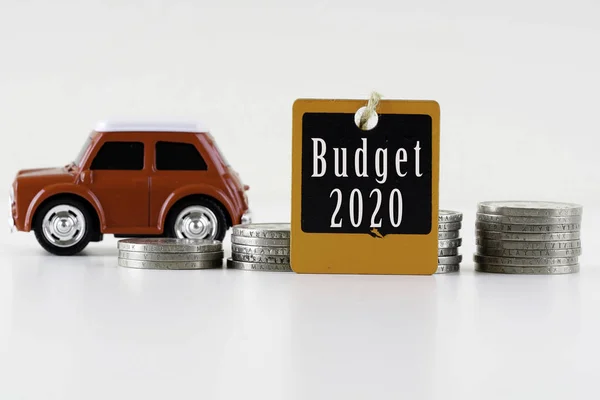 Studio Shot Coins Toy Car Money Budget 2020 Concept — Stock Photo, Image