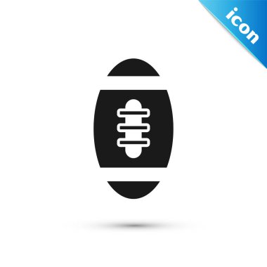 Siyah Amerikan Futbolu topu simgesi beyaz arka plan üzerinde izole. Rugby topu simgesi. Takım sporu oyun sembolü. Vektör İllüstrasyonu