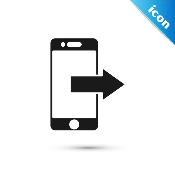 Smartphone preto, ícone do telefone celular isolado no fundo branco. Ilustração vetorial — Vetor de Stock