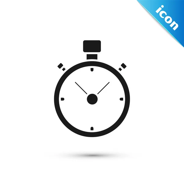 Icône chronomètre noir isolé sur fond blanc. Signe de minuterie. Signe du chronomètre. Illustration vectorielle — Image vectorielle