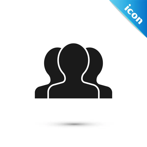 Icono de grupo Usuarios negros aislado sobre fondo blanco. Icono de grupo de personas. Símbolo avatar de negocios - icono de perfil de los usuarios. Ilustración vectorial — Vector de stock