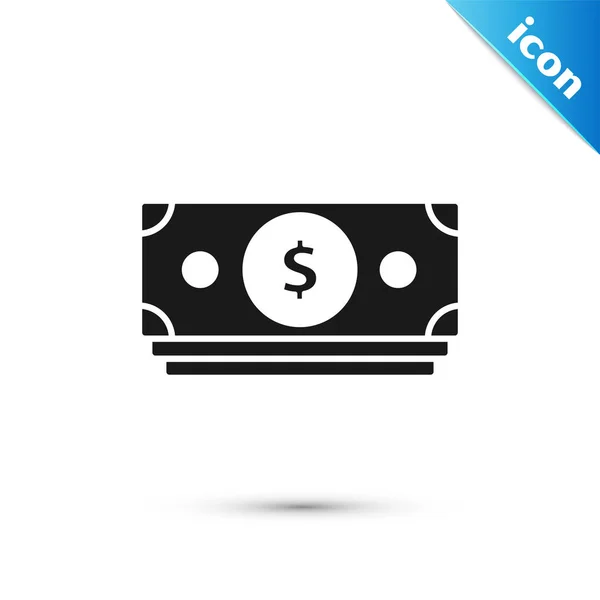 Black Stacks papier geld geld pictogram geïsoleerd op witte achtergrond. Bankbiljetten stapelen zich op. Wisselgeld. Vector Illustratie — Stockvector