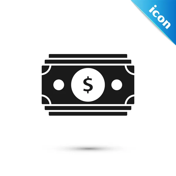 Black Stacks ícone de dinheiro em papel em dinheiro isolado no fundo branco. Dinheiro empilha notas. Moeda de conta. Ilustração vetorial — Vetor de Stock