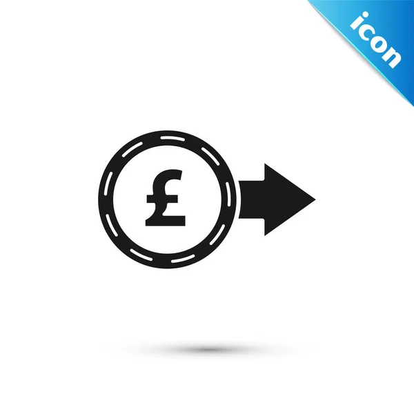 Svart mynt pengar med pund sterling symbol ikonen isolerad på vit bakgrund. Bank valutatecken. Cash-symbol. Vektor illustration — Stock vektor
