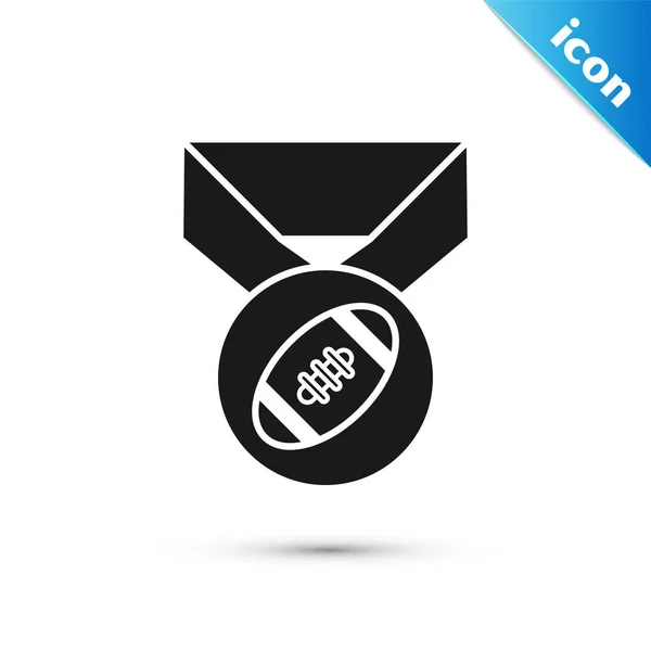 Ballon de football américain noir avec icône médaille isolée sur fond blanc. Illustration vectorielle — Image vectorielle
