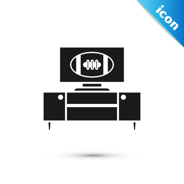 Fekete-amerikai futball a TV-program és stand ikon elszigetelt fehér háttérben. Vektoros illusztráció — Stock Vector