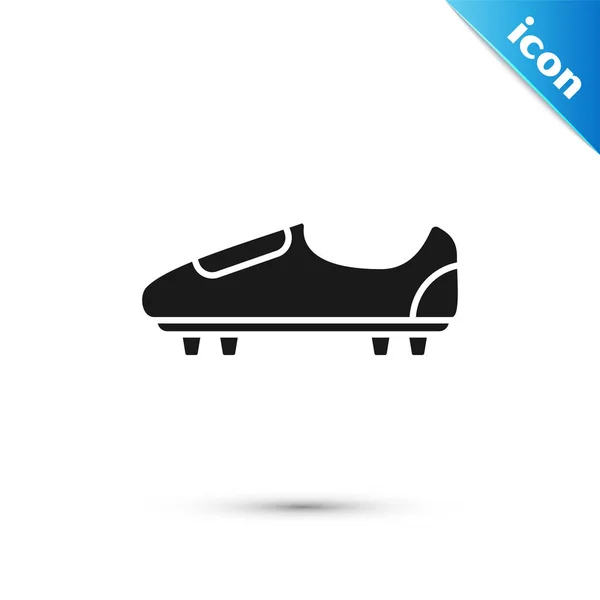 Černé fotbalové nebo fotbalové boty s ikonami, izolované na bílém pozadí. Americká fotbalová bota. Vektorová ilustrace — Stockový vektor