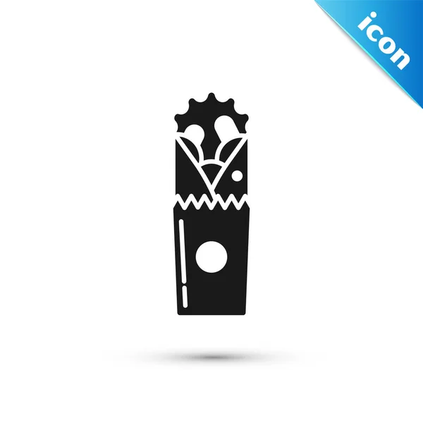 Μαύρο εικονίδιο Ντόνερ Κεμπάπ απομονώνεται σε λευκό φόντο. Η πινακίδα του Σάρμα. Μενού γρήγορου φαγητού στο δρόμο. Απεικόνιση διανυσματικών φορέων — Διανυσματικό Αρχείο