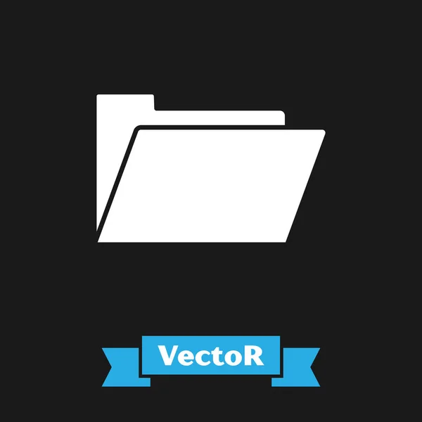 Weißes Ordnersymbol auf schwarzem Hintergrund. Buchhalter-Symbol. Buchhaltungsmanagement. Vektorillustration — Stockvektor