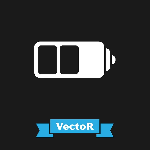 Weiße Batterieladestandsanzeige isoliert auf schwarzem Hintergrund. Vektorillustration — Stockvektor