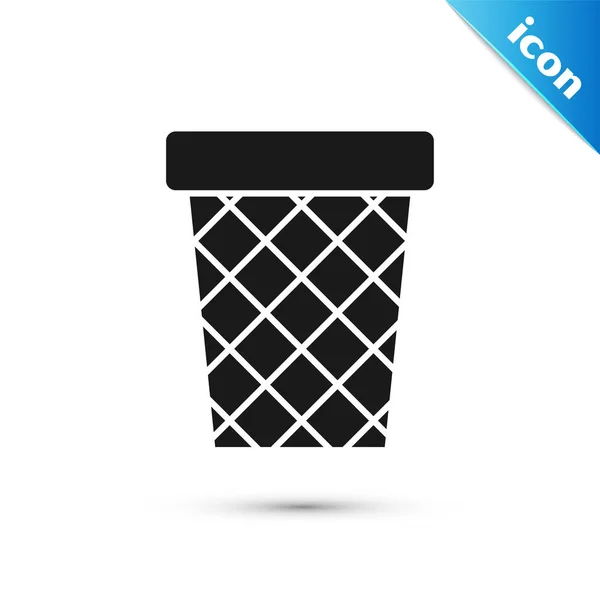 Black Trash pode ícone isolado no fundo branco. Sinal de lixeira. Ícone da cesta de reciclagem. Ícone de lixo do escritório. Ilustração vetorial — Vetor de Stock