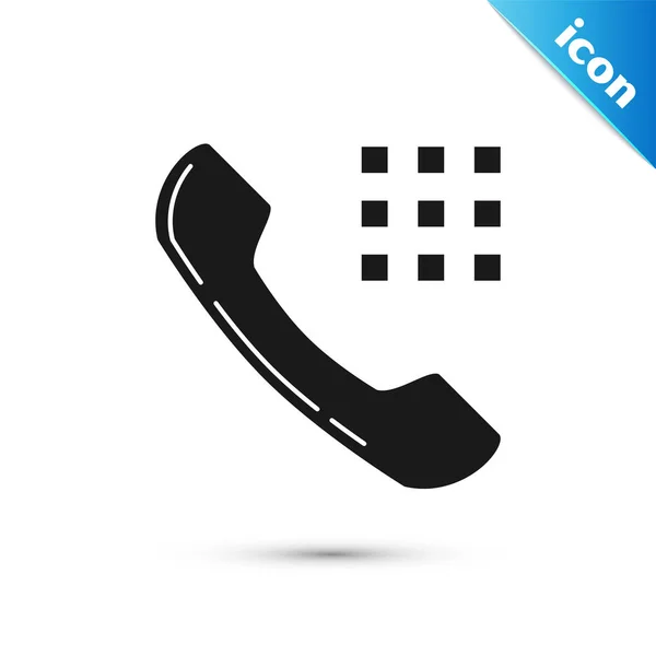 Icono de teléfono negro aislado sobre fondo blanco. Señal telefónica. Ilustración vectorial — Vector de stock