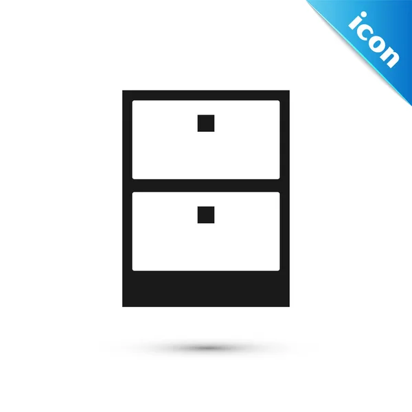 Schwarze Archivpapiere Schubladensymbol isoliert auf weißem Hintergrund. Schublade mit Dokumenten. Aktenschrank Schublade. Büromöbel. Vektorillustration — Stockvektor