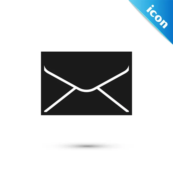 Ícone de envelope preto isolado no fundo branco. Símbolo da letra da mensagem de email. Ilustração vetorial — Vetor de Stock