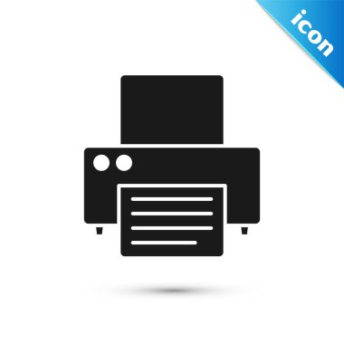 Siyah Yazıcı simgesi beyaz arka planda yalıtılmış. Vektör İllüstrasyonu