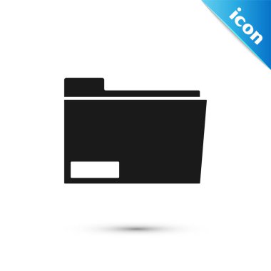 Beyaz arka planda yalıtılmış Siyah Belge klasör simgesi. Muhasebe bağlayıcı sembolü. Muhasebe yönetimi. Vektör İllüstrasyonu