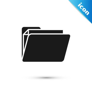 Beyaz arka planda yalıtılmış Siyah Belge klasör simgesi. Muhasebe bağlayıcı sembolü. Muhasebe yönetimi. Vektör İllüstrasyonu